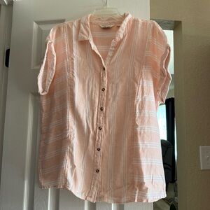 Elegant Peach Button Down Shirt for Women